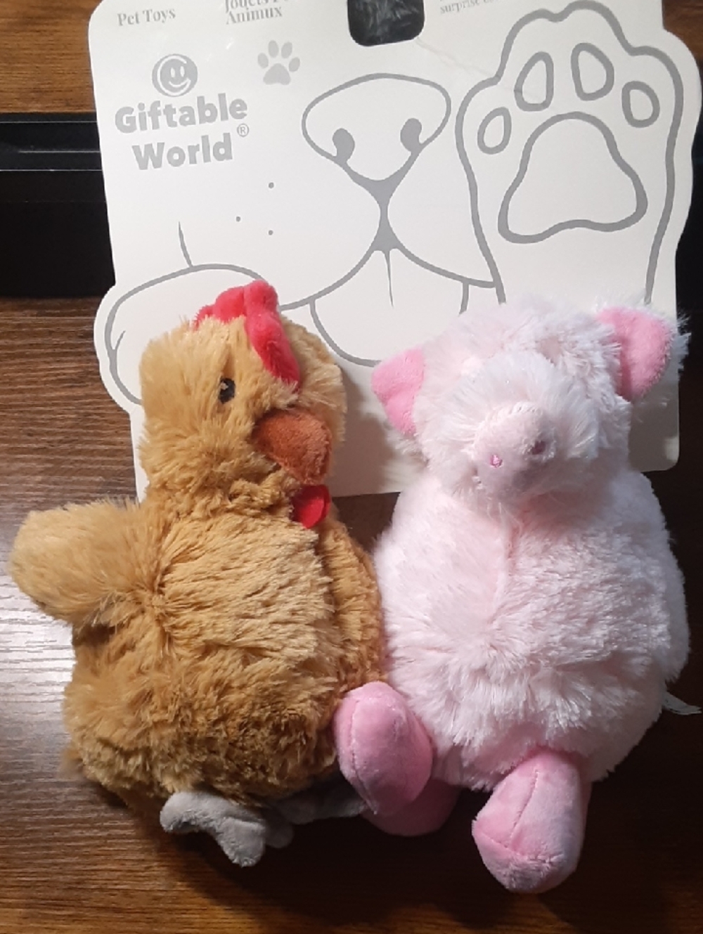 Squeaky Plush Dog Toy Chicken and Pig